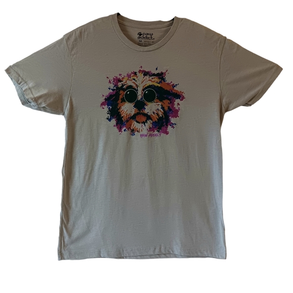 Paw Addict men's gray cool dog short-sleeve t-shirt size M - Picture 2 of 8
